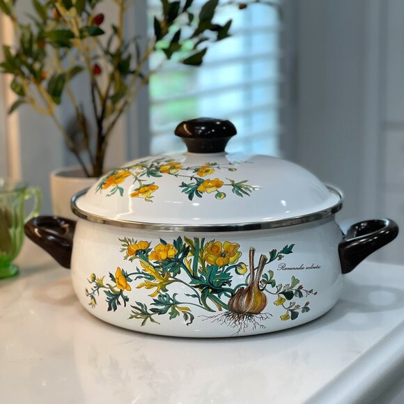 Vintage Villeroy & Boch 5 Qt Enamel Stew Pot with Lid - Picture 4 of 16